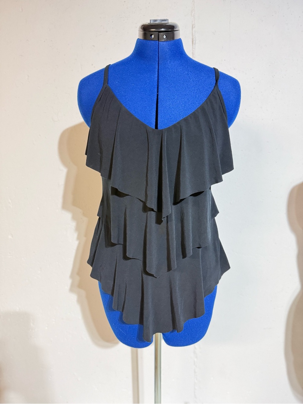 Magicsuit Black Tiered Ruffle Tankini top